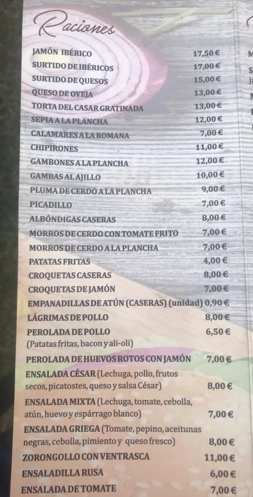 Hostal Restaurante Los Rosales Menu - Image 2